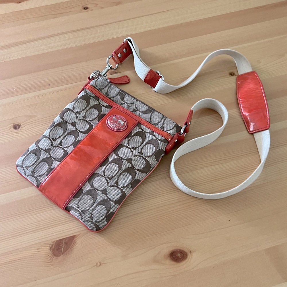 Canvas and leather Coach messenger bag